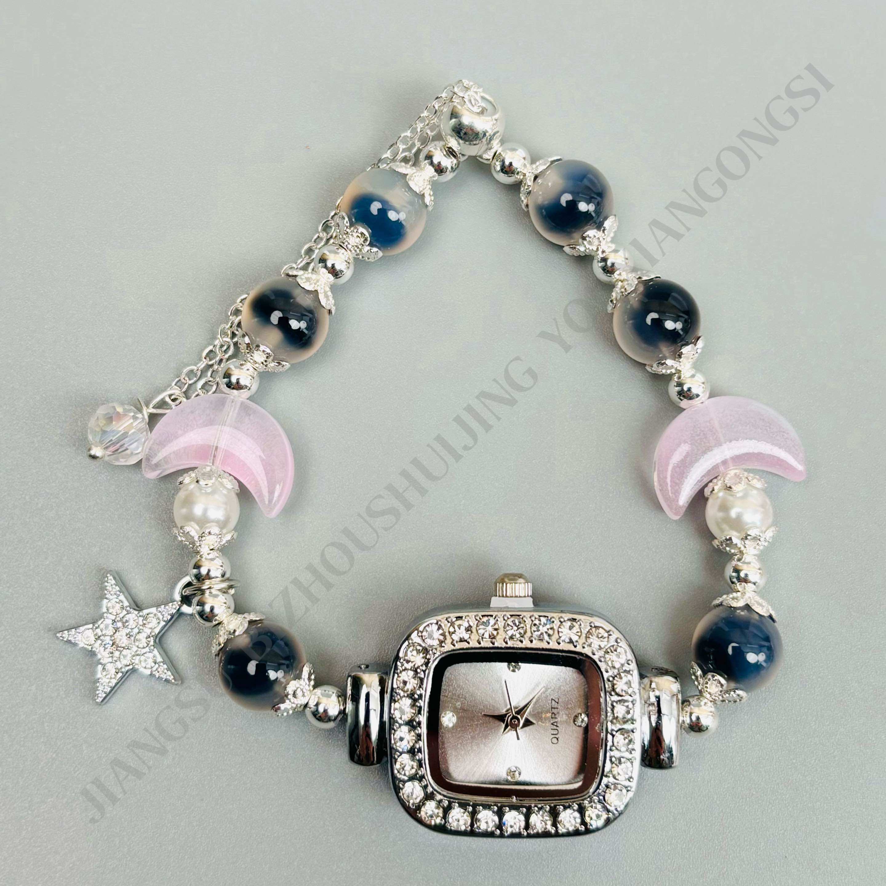 Original design crystal watch with dopamine color collision, high-end, fashionable and trendy women's watch.