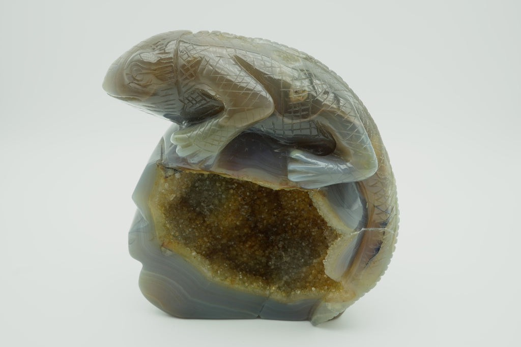 Agate Lizard carving