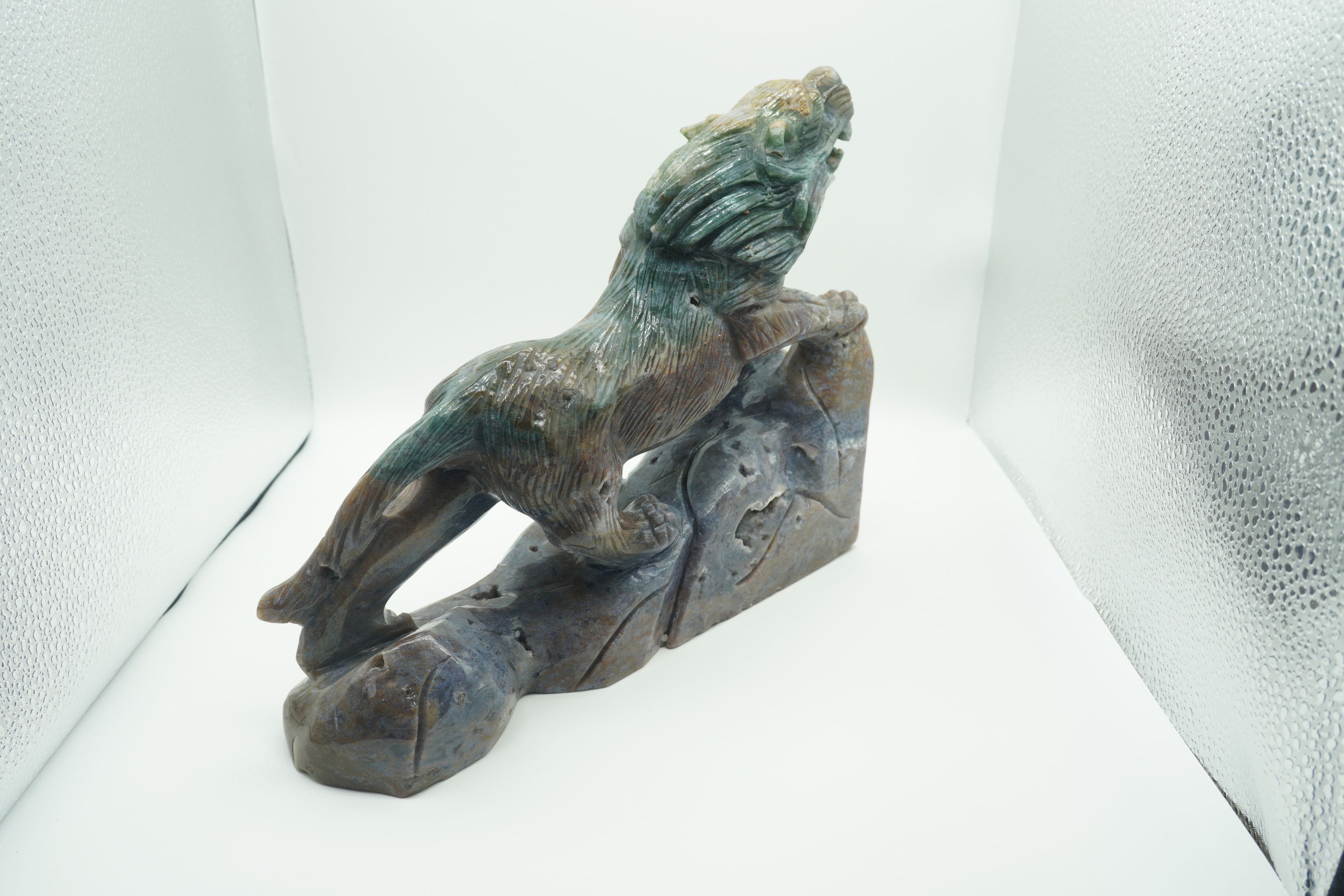 Ocean Jasper Wolf Super Large Carving