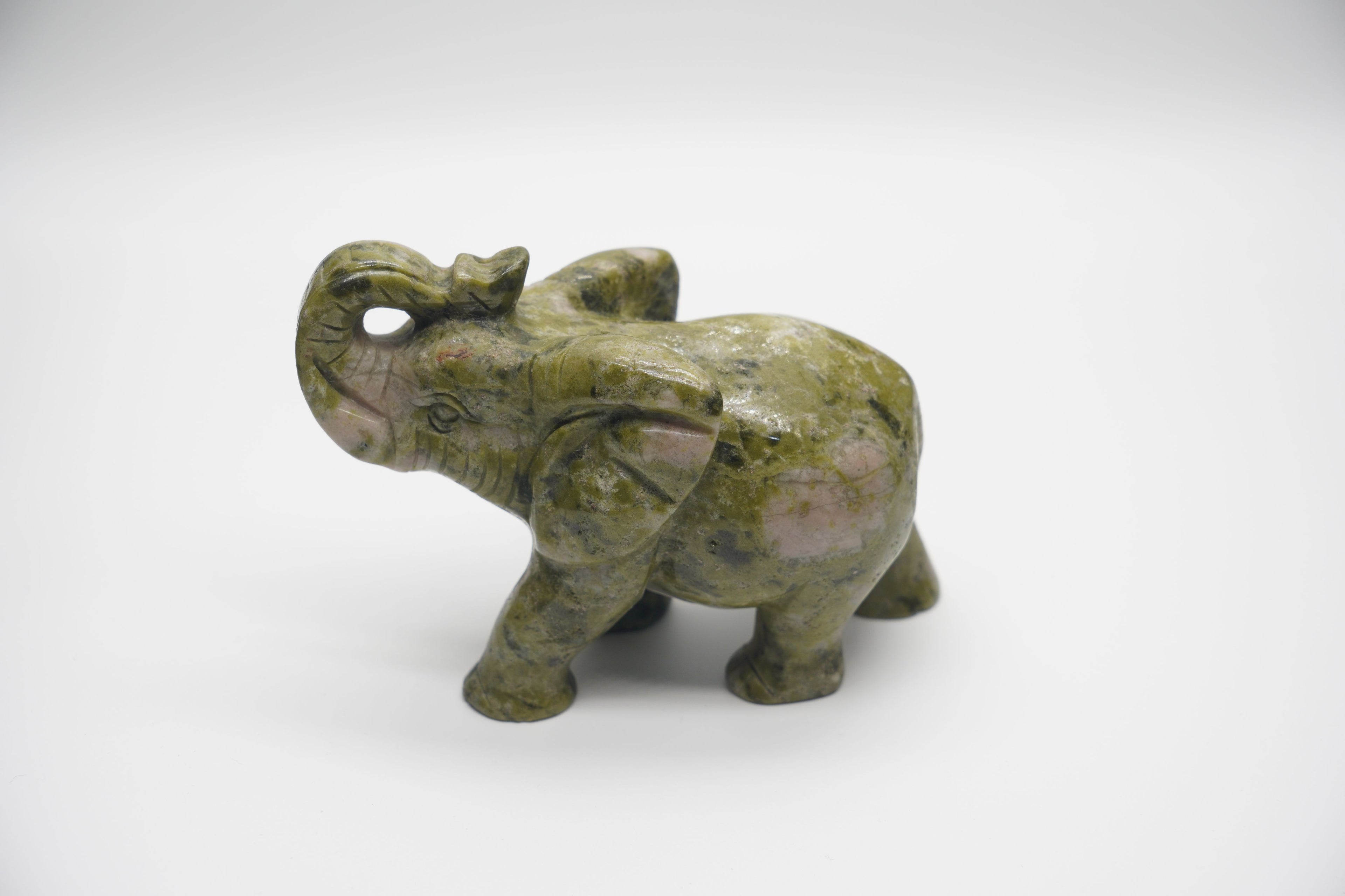 Crystal Green Jade Elephant Carving