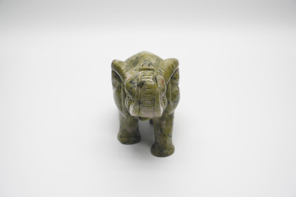 Crystal Green Jade Elephant Carving