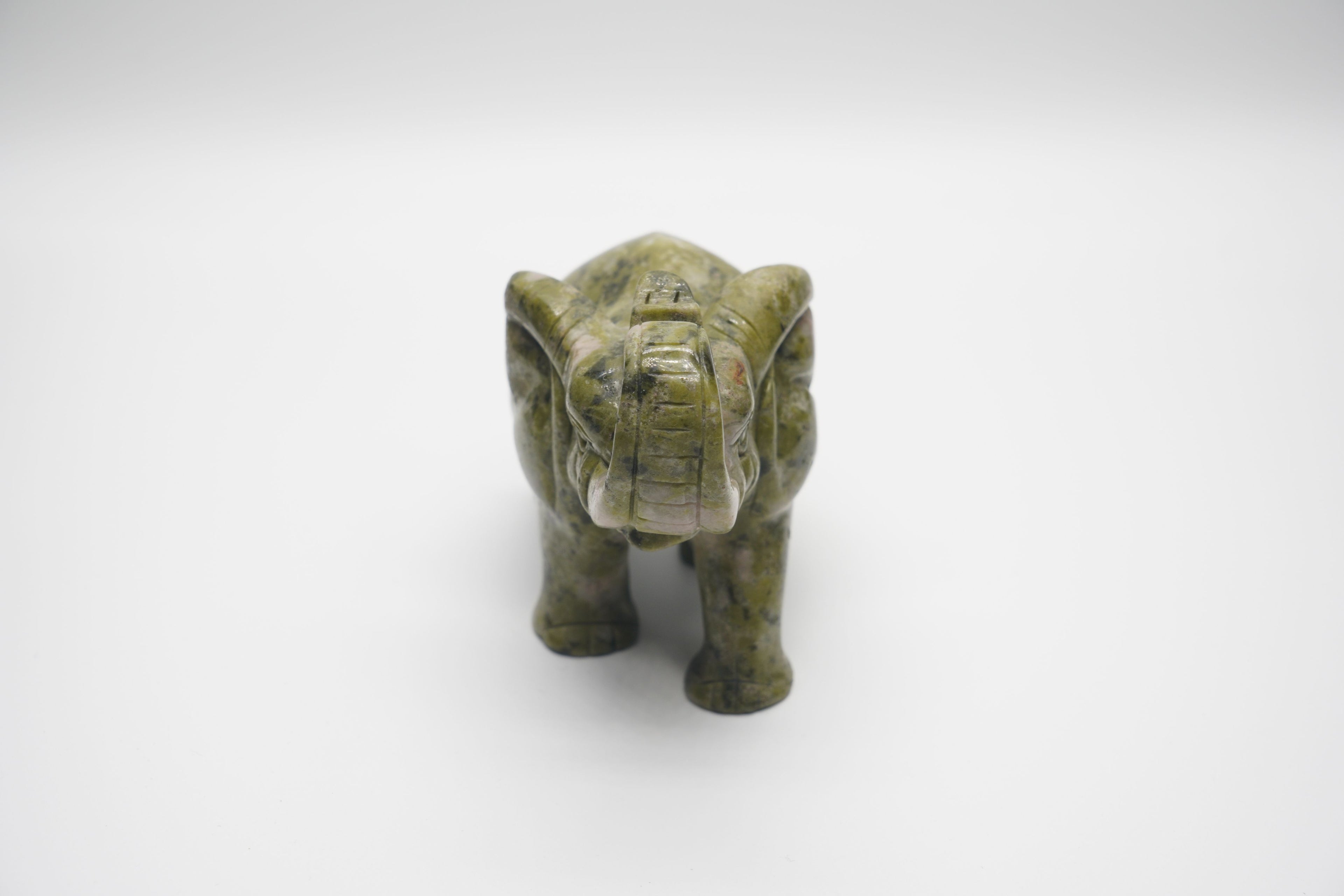 Crystal Green Jade Elephant Carving