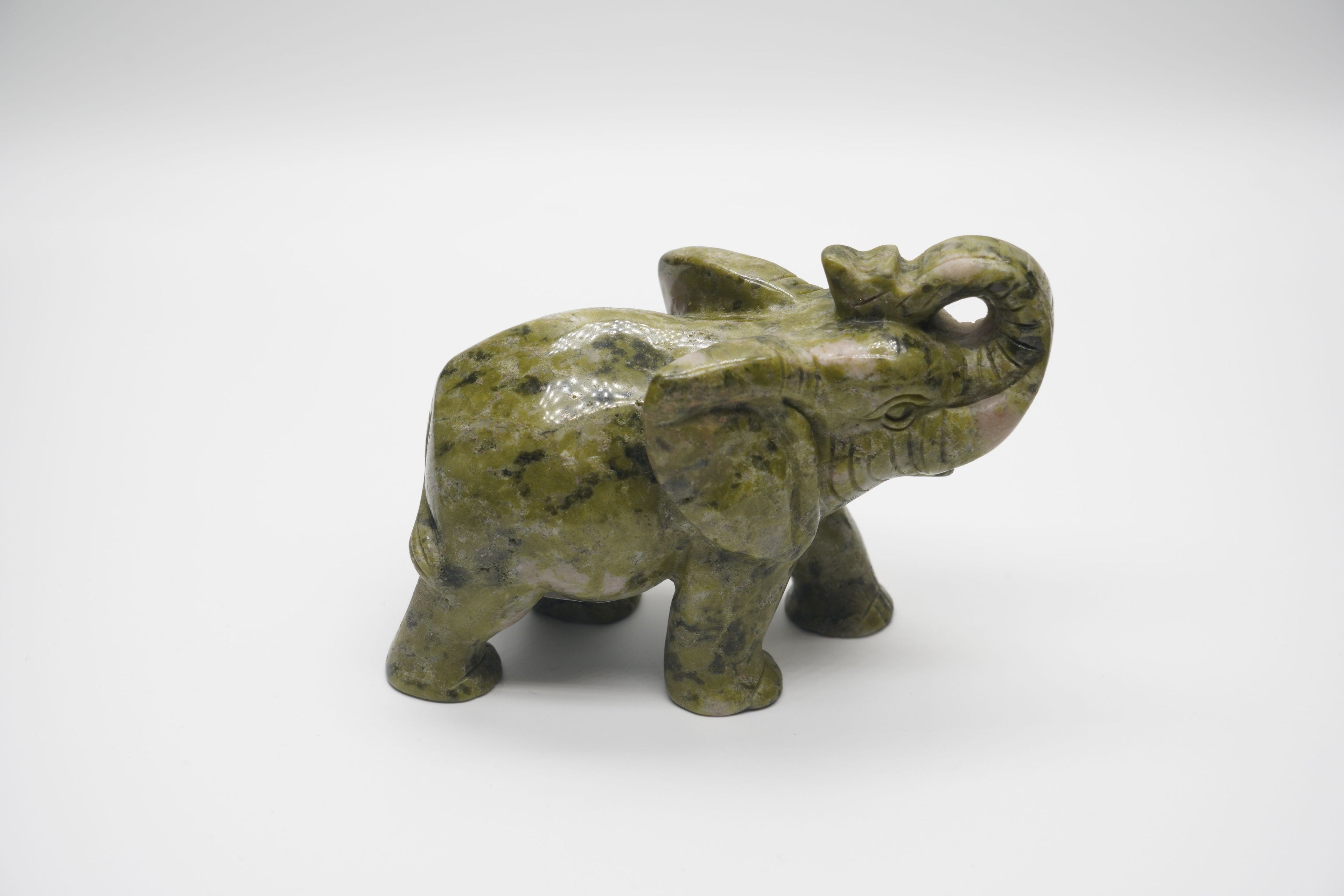Crystal Green Jade Elephant Carving