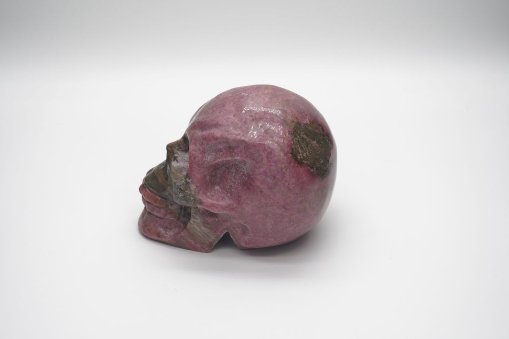 Rhodonite Skull Carving