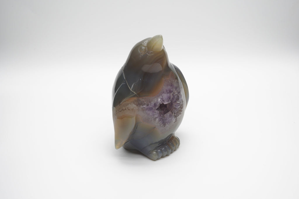 Agate Penguin Amethyst Geode Carving