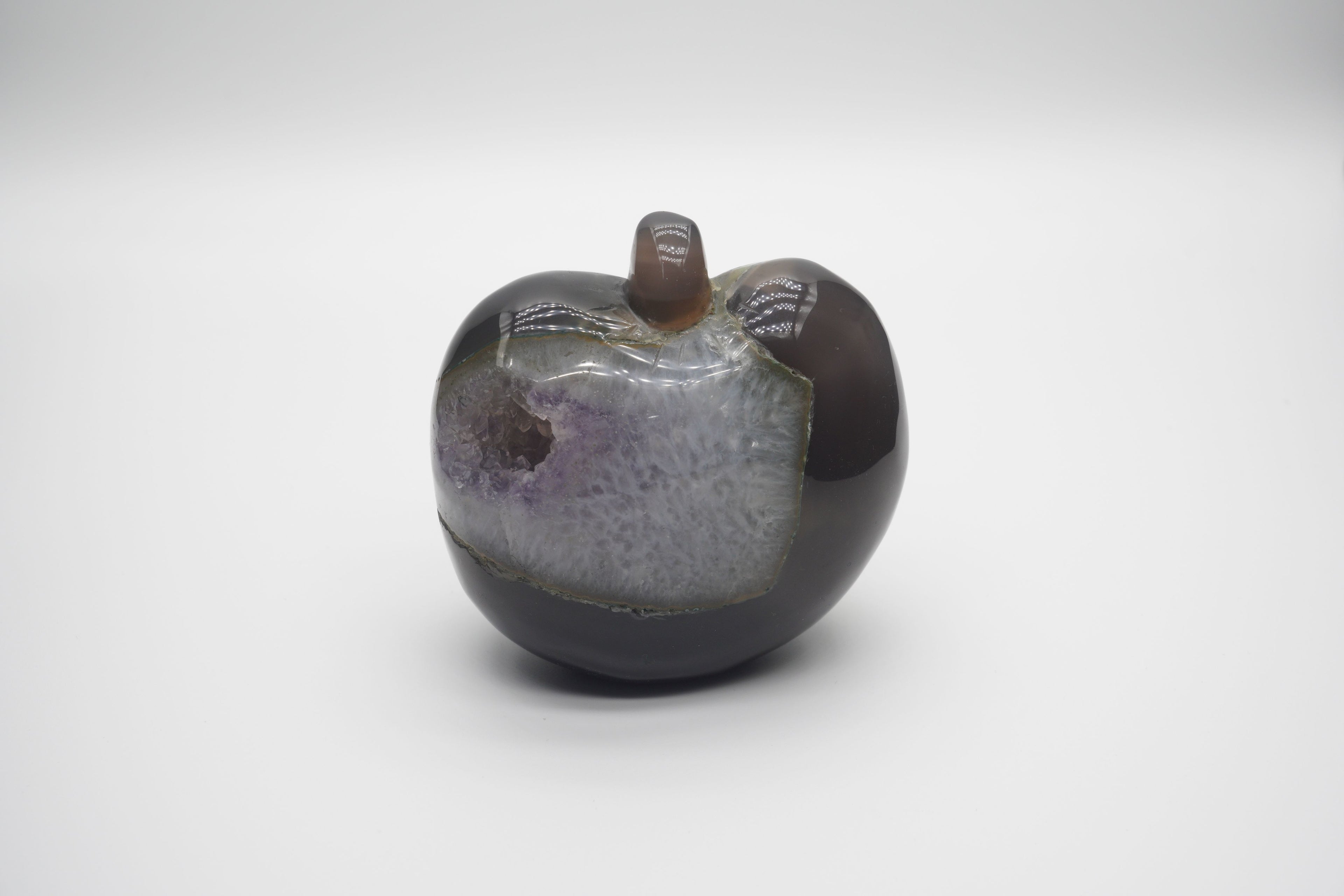 Apple Agate Amethyst Geode Carving