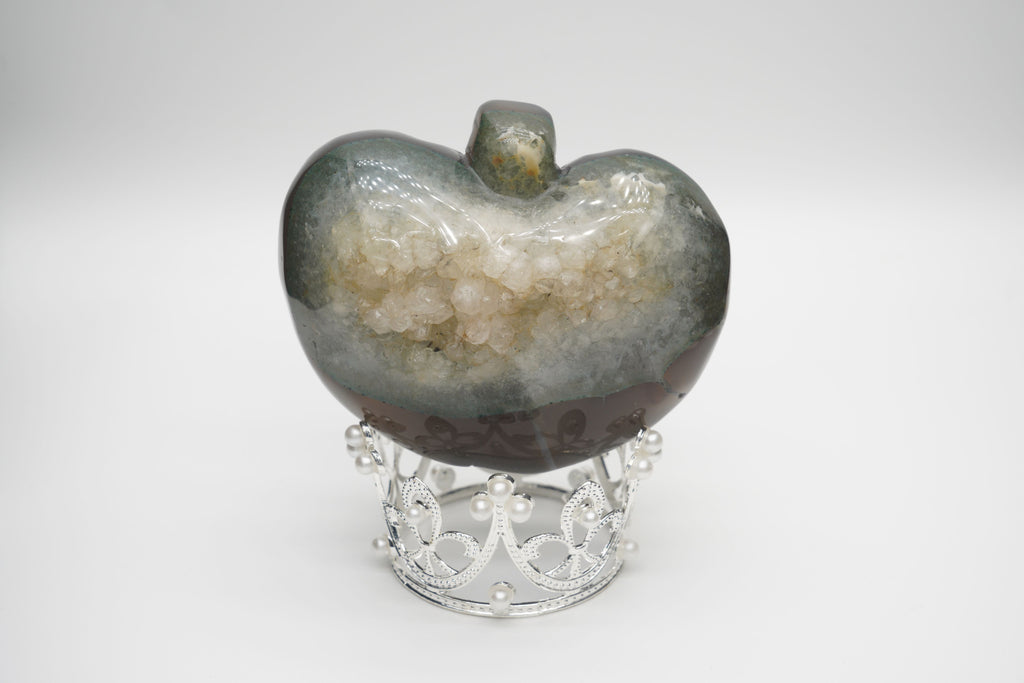 Apple Agate Amethyst Geode Carving