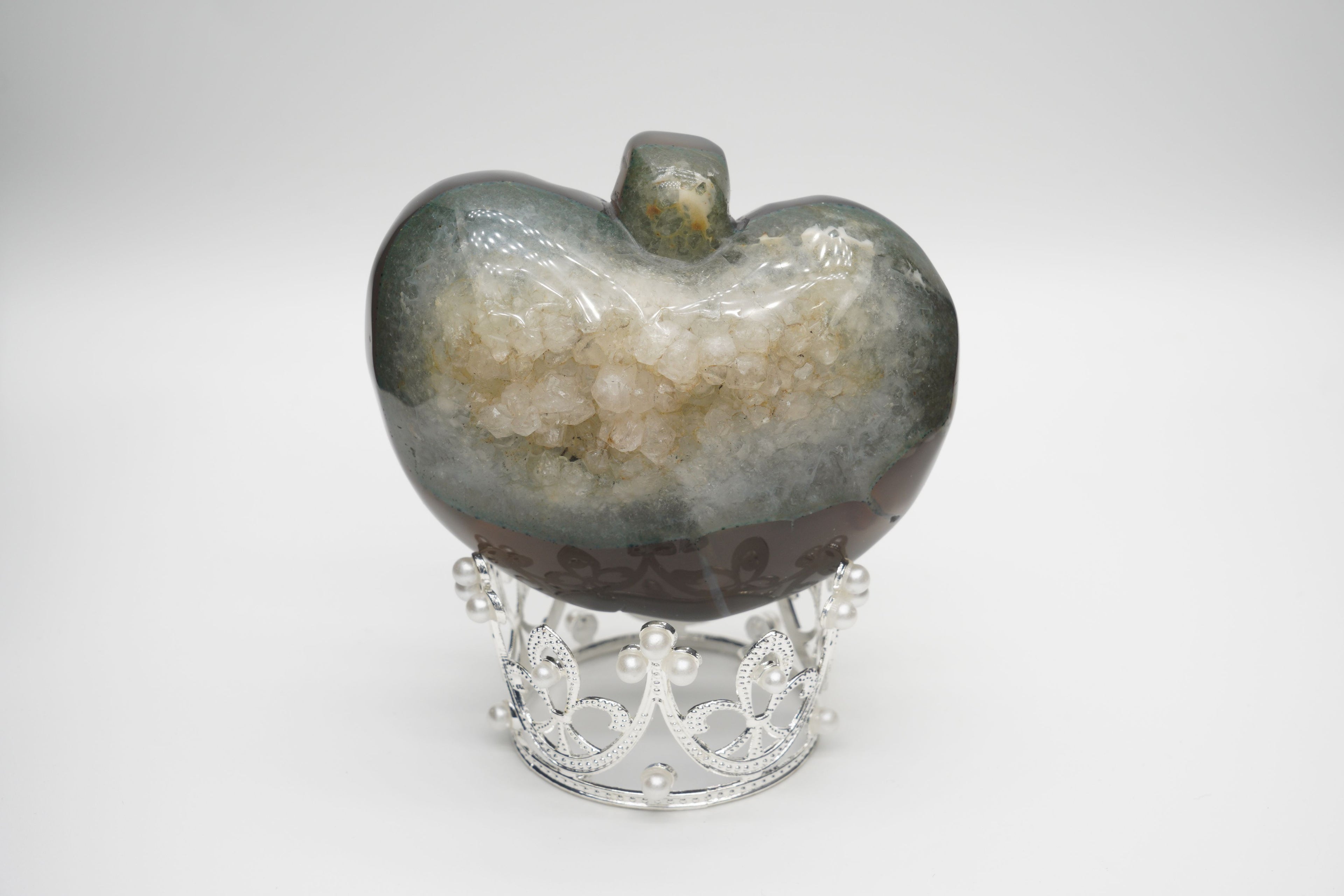 Apple Agate Amethyst Geode Carving